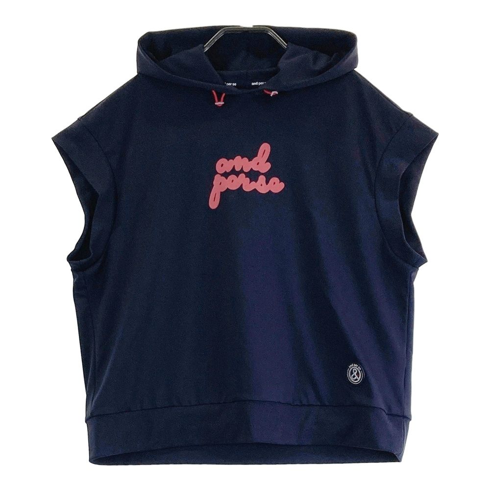 サイズ L AND PER SE アンパスィ モデル 半袖 スウェットパーカー ネイビー系 240101545699 ゴルフウェア レディース ストスト