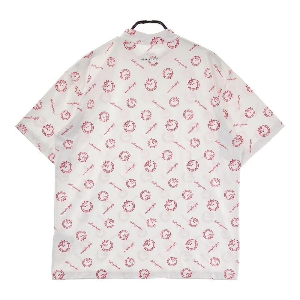 サイズ 5 PEARLY GATES パーリーゲイツ モデル ハイネック半袖Tシャツ 総柄 ニコちゃん ホワイト系 240101547118 ゴルフウェア メンズ ストスト