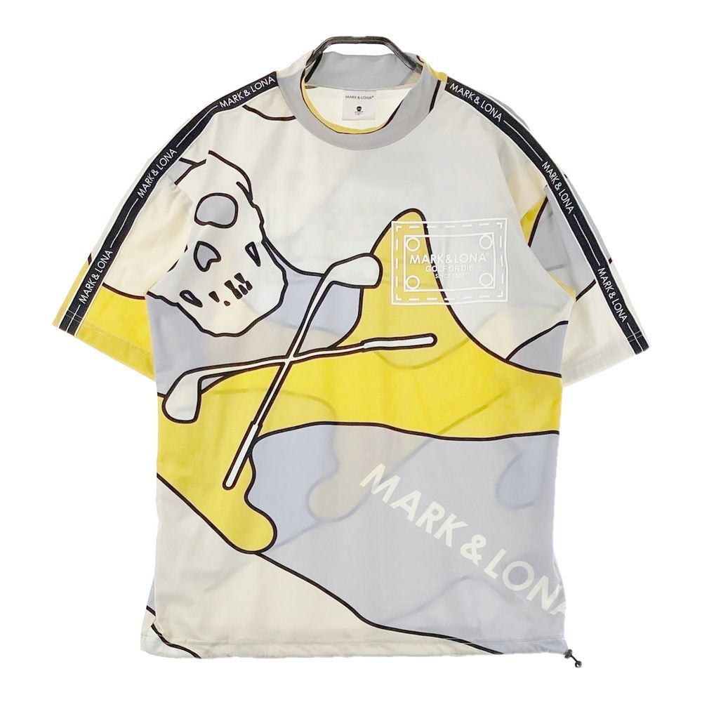 サイズ 46 MARK-LONA マークアンドロナ モデル モックネック 半袖Tシャツ スカル カモフラ柄 イエロー系 240101547889 ゴルフウェア メンズ ストスト