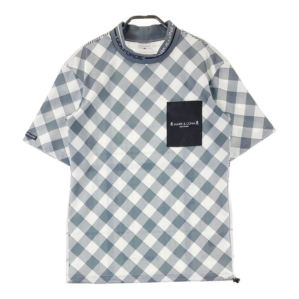 サイズ 44 MARK-LONA マークアンドロナ モデル モックネック 半袖Tシャツ 総柄 グレー系 240101547890 ゴルフウェア メンズ ストスト