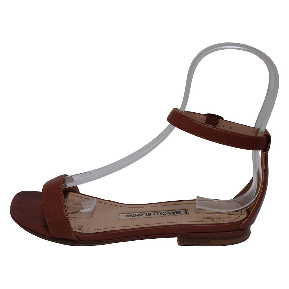 MANOLO BLAHNIK マノロブラニク フラットシューズ 35 1 2 レディース - ブラウン アウトソール張替済 レザー