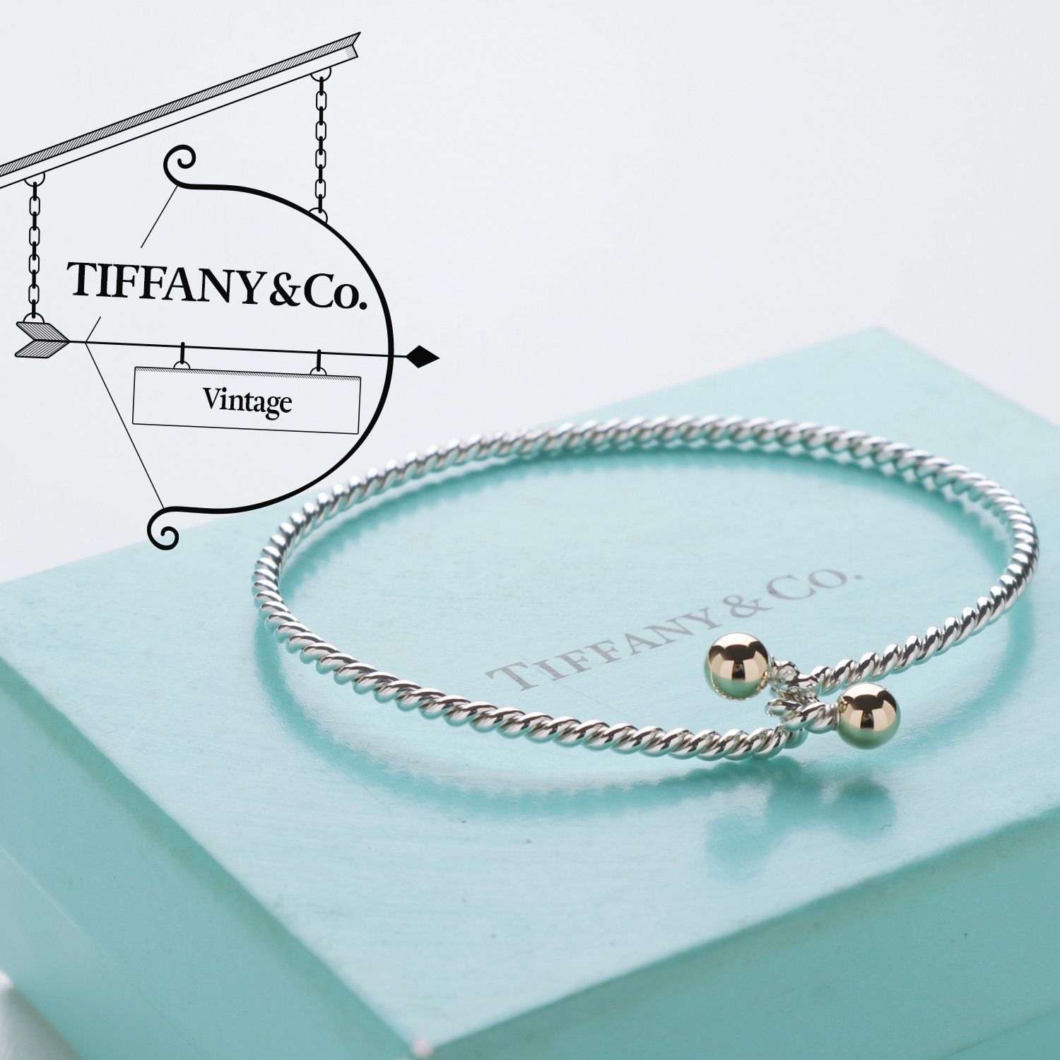 ティファニー ツイスト ロープ ボール 925 750 バングル - c.1990s