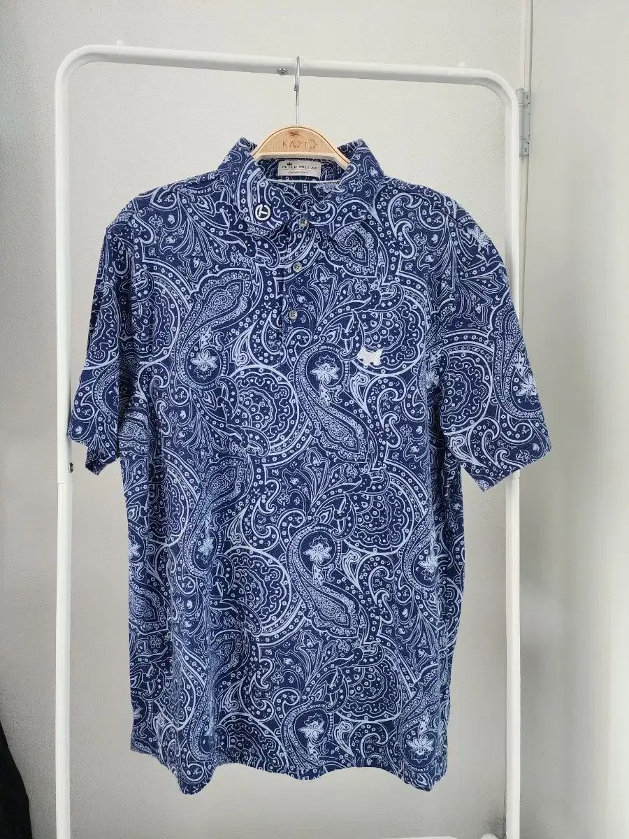 ピーターミラー ベイズリー 半袖 ポロシャツ ネイビー