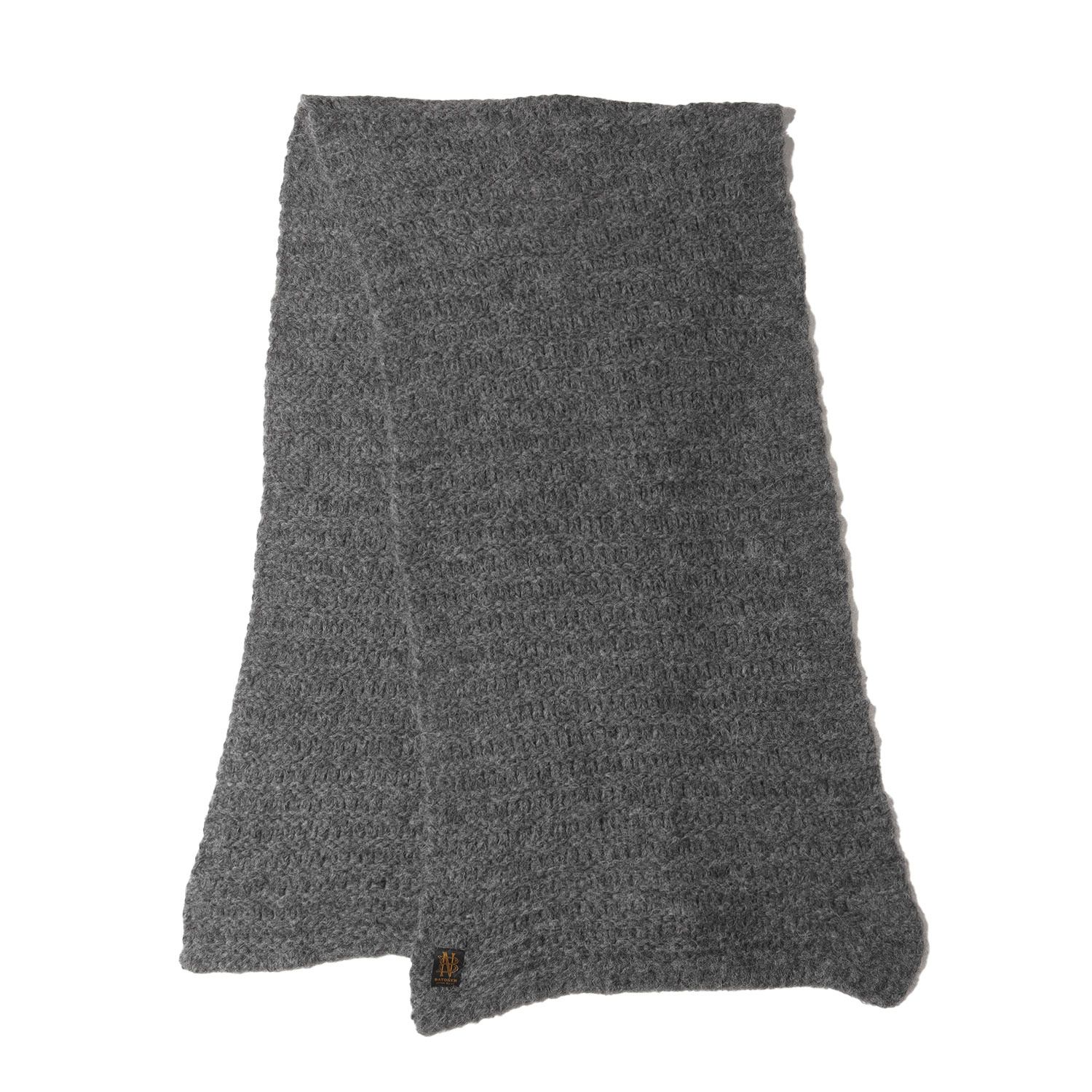 美品 BATONER バトナー シャギー ニット マフラー / JAPAN MADE グレー 