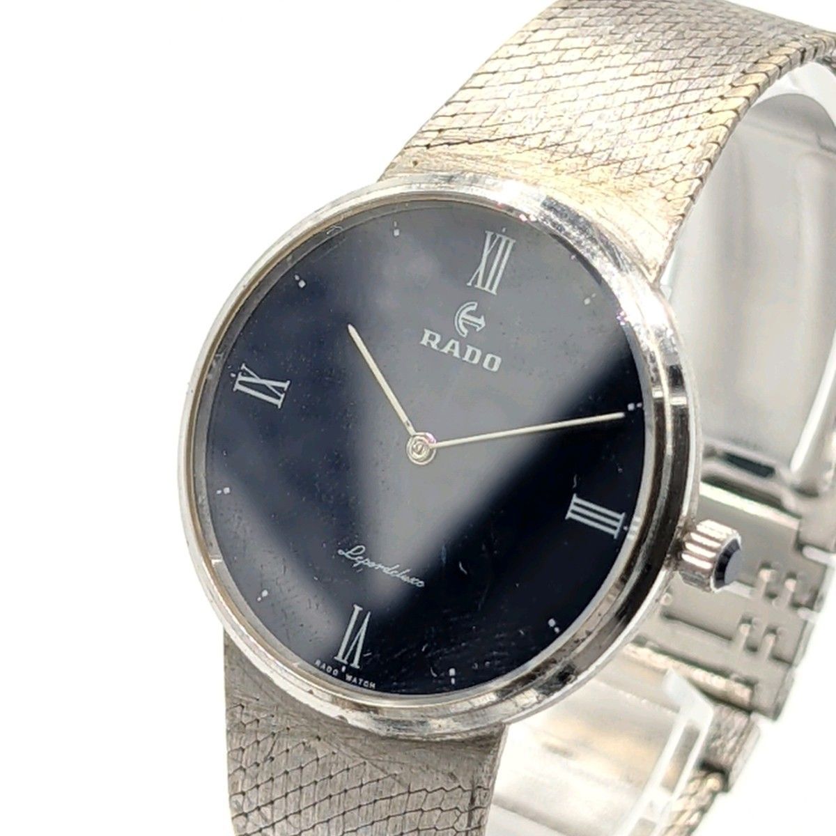 RADO Lepordeluxe Watch hand-wound Round Silver Y2K 00S Vintage Working ラド ルポール 時計 手巻き ラウンド シルバー 青文字盤 ヴィンテージ 稼働品