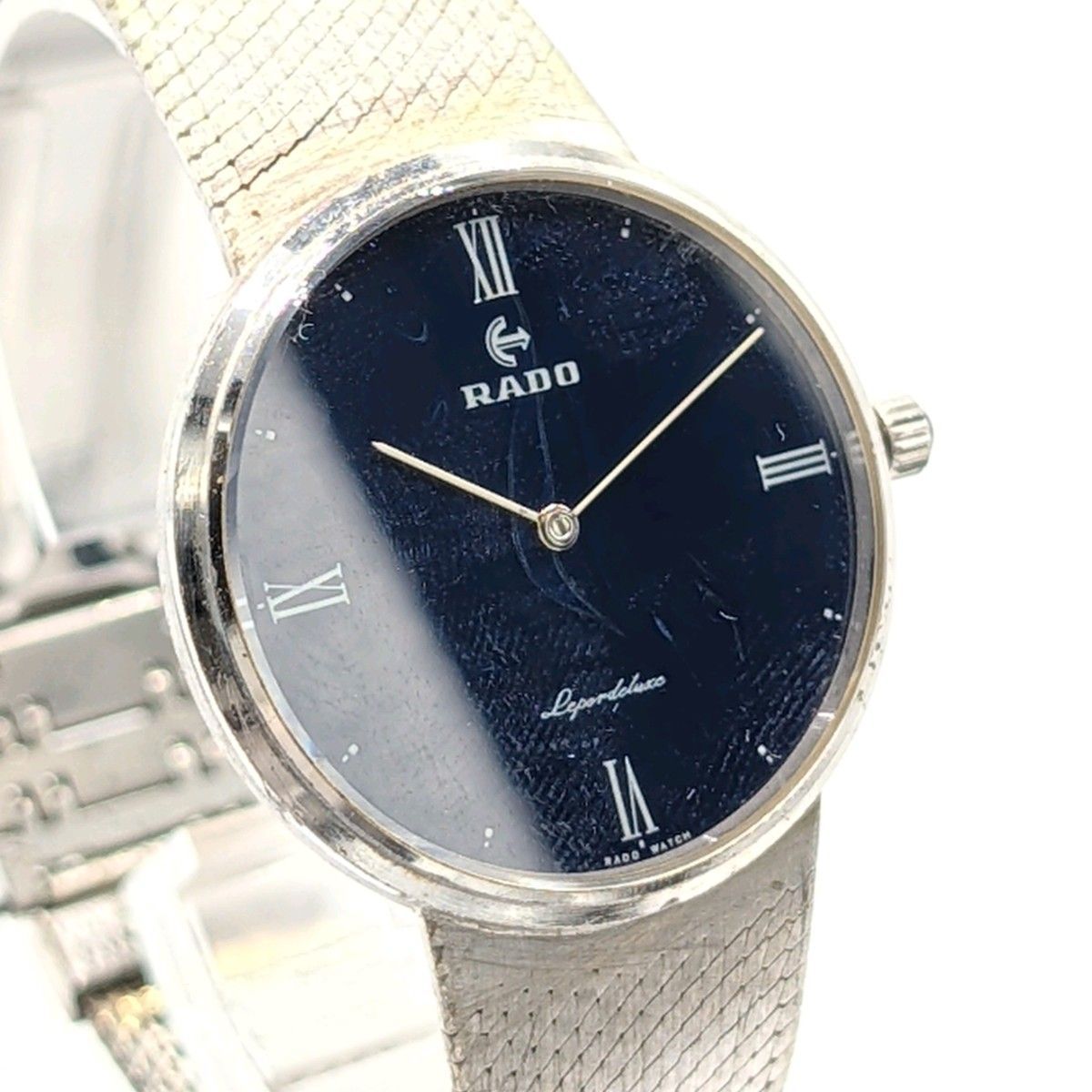 RADO Lepordeluxe Watch hand wound Round Silver Y 2 K 00 S Vintage Working ラド ルポール 時計 手巻き ラウンド シルバー 青文字盤 ヴィンテージ 稼働品
