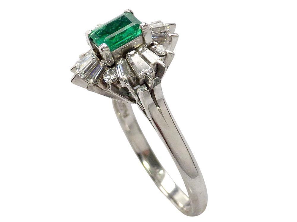 エメラルド ダイヤモンドリング Pt900 6.27g 16号 GRJソーティング付き Jewelry Emerald0.46ct DIa0.63ct Ring