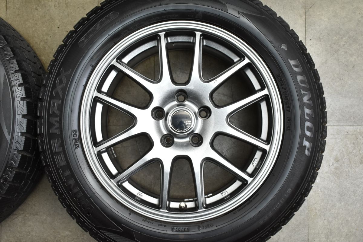  バリ溝 ザック 17 in 7 J 38 PCD 114 3 ダンロップ ウィンターマックス WM 02 225 60 R アルファード カローラクロス デリカD 5 17インチ タイヤ ホイールセット