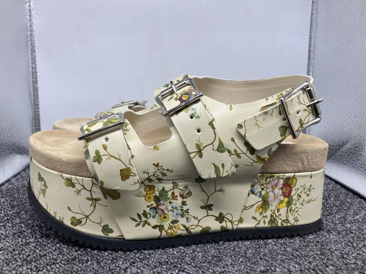 き R 13 アールサーティン サンダル 花柄 サイズEU 38 US 8 約24 cm ベージュ