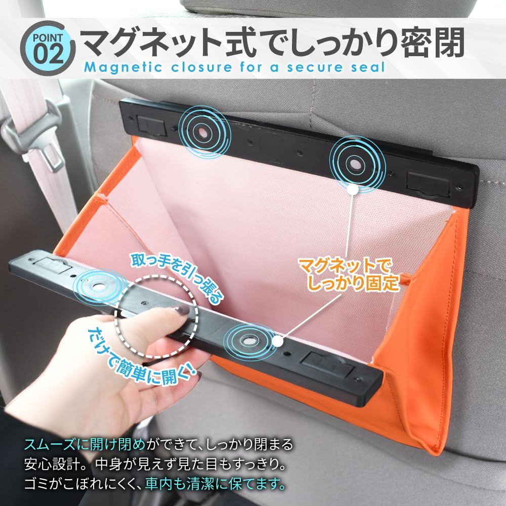 新品 DriveLife ドライブライフ 車 ゴミ箱 スリム 後部座席 ダストボックス カー用品 ダストケース 収納 小物入れ 取付簡単 カーアクセサリー シートバック ブラック 1個入り