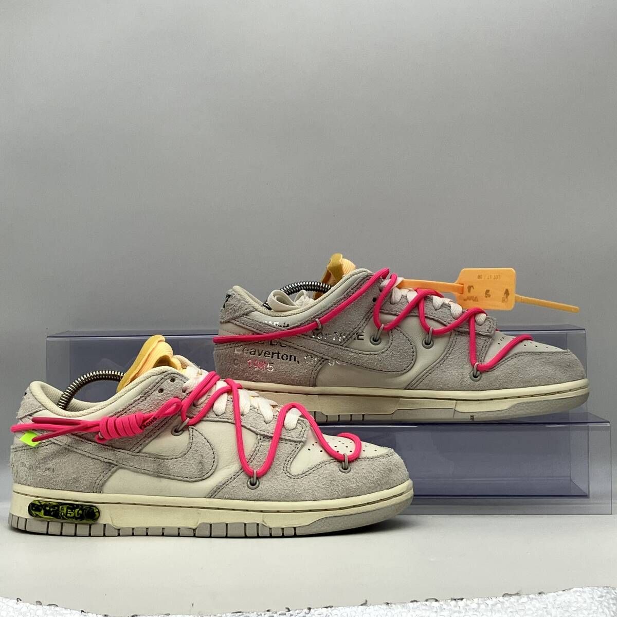 NIKE OFF-WHITE DUNK LOW SAIL NEUTRAL GRAY HYPER PINK ナイキ オフ 