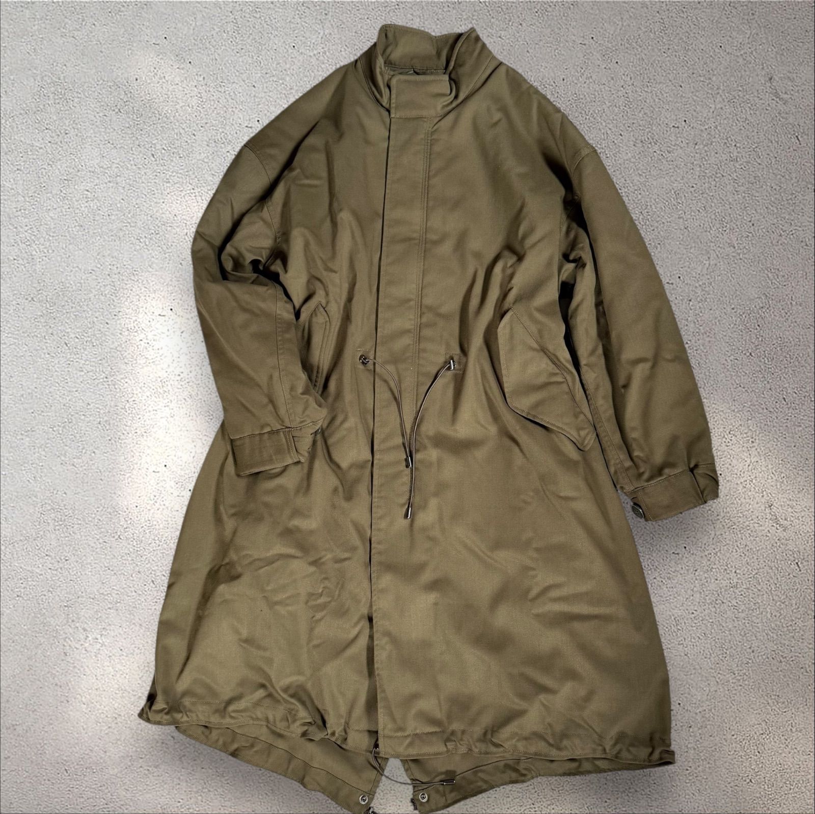 スピックアンドスパン ウール混 中綿モッズコート ロングコート 38 カーキ キルティング