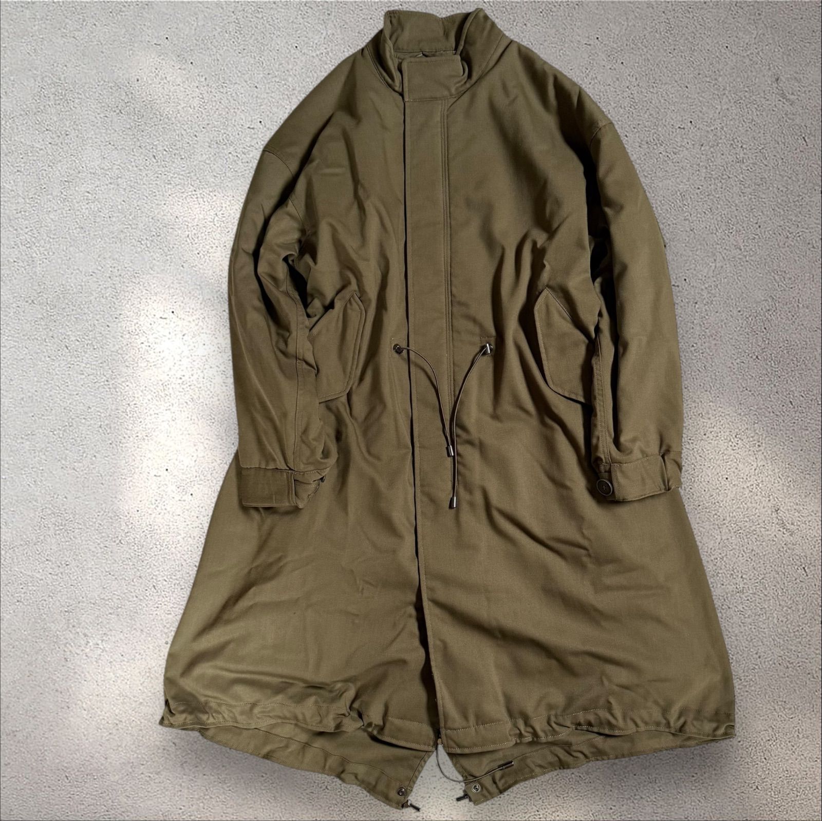 スピックアンドスパン ウール混 中綿モッズコート ロングコート 38 カーキ キルティング