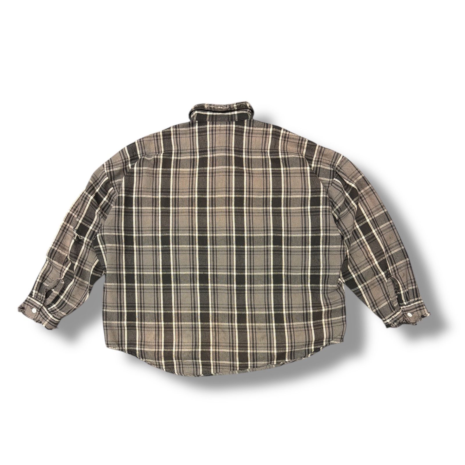 参考上代95700円 SAINT MICHAEL 24AW FRANNEL SHIRT フランネルシャツ 長袖シャツ チェック柄 セントマイケル SM-YS1-0000-023 グレー XL 93565A4