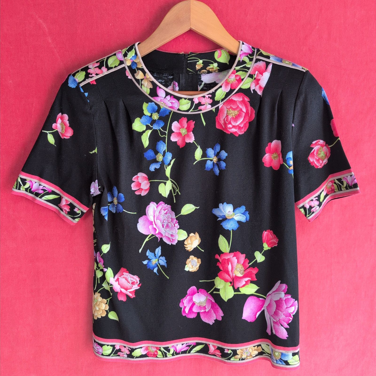 LEONARD レオナール トップス 半袖 花柄 エレガント レディース サイズM