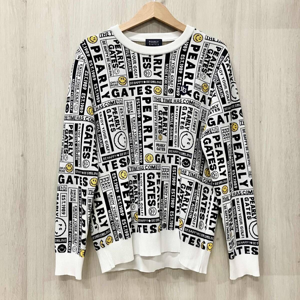 PEARLY GATES パーリーゲイツ ゴルフウェア セーター 長袖 4サイズ Mサイズ 白 黒 ホワイト ブラック