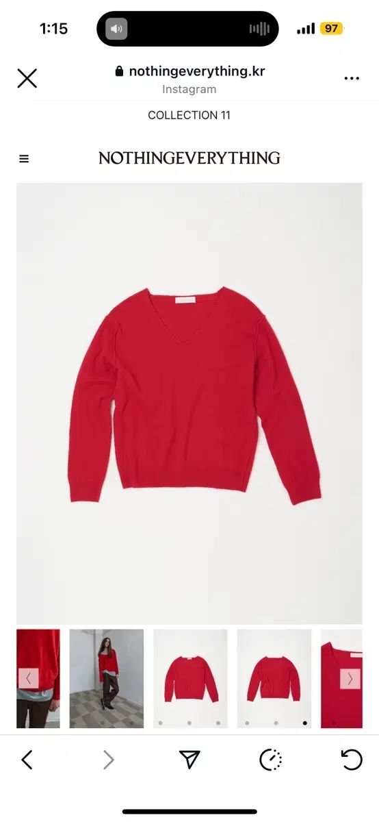 낫띵에브리띵 Vネック ニット レッド