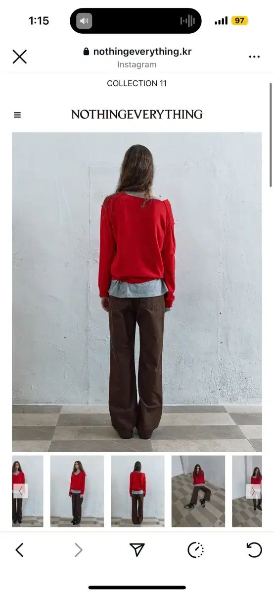  낫띵에브리띵 Vネック ニット レッド 長袖 ニット セーター