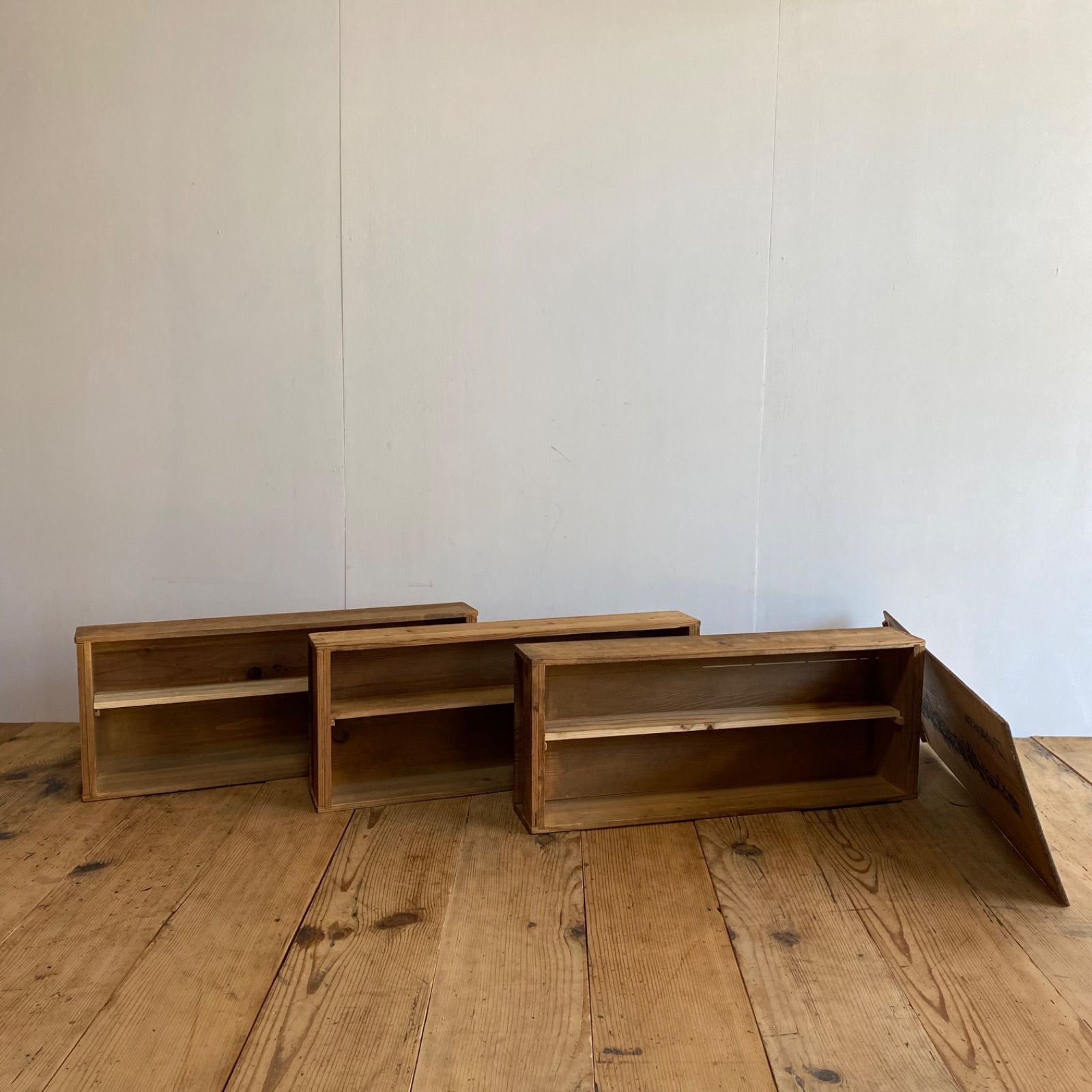 3点セット アンティーク オープンラック 棚 キッチン収納 無垢材 z958