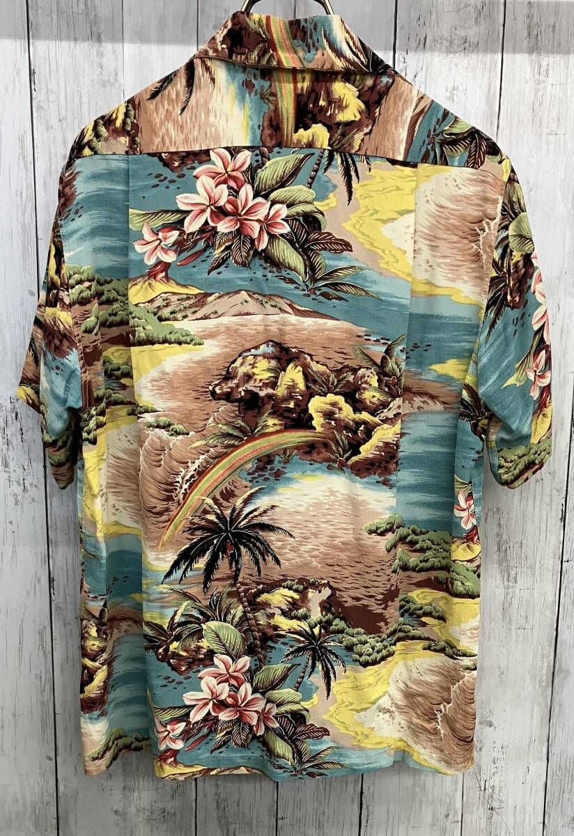 YAMANE アロハシャツ ヤマネ 半袖シャツ オープン 総柄 レーヨン サイズ36
