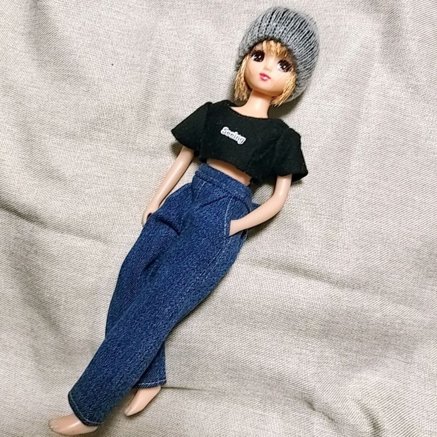 92】2点セット へそ出し パンツ Tシャツ リカちゃん ハンドメイド 服