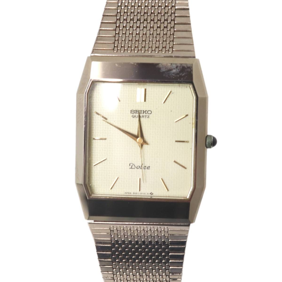 SEIKO セイコー Dolce ドルチェ メンズクオーツ スクエア 腕時計 ゴールド 9521-5110 腕回り最長約21cm 調節自在 NT Bランク