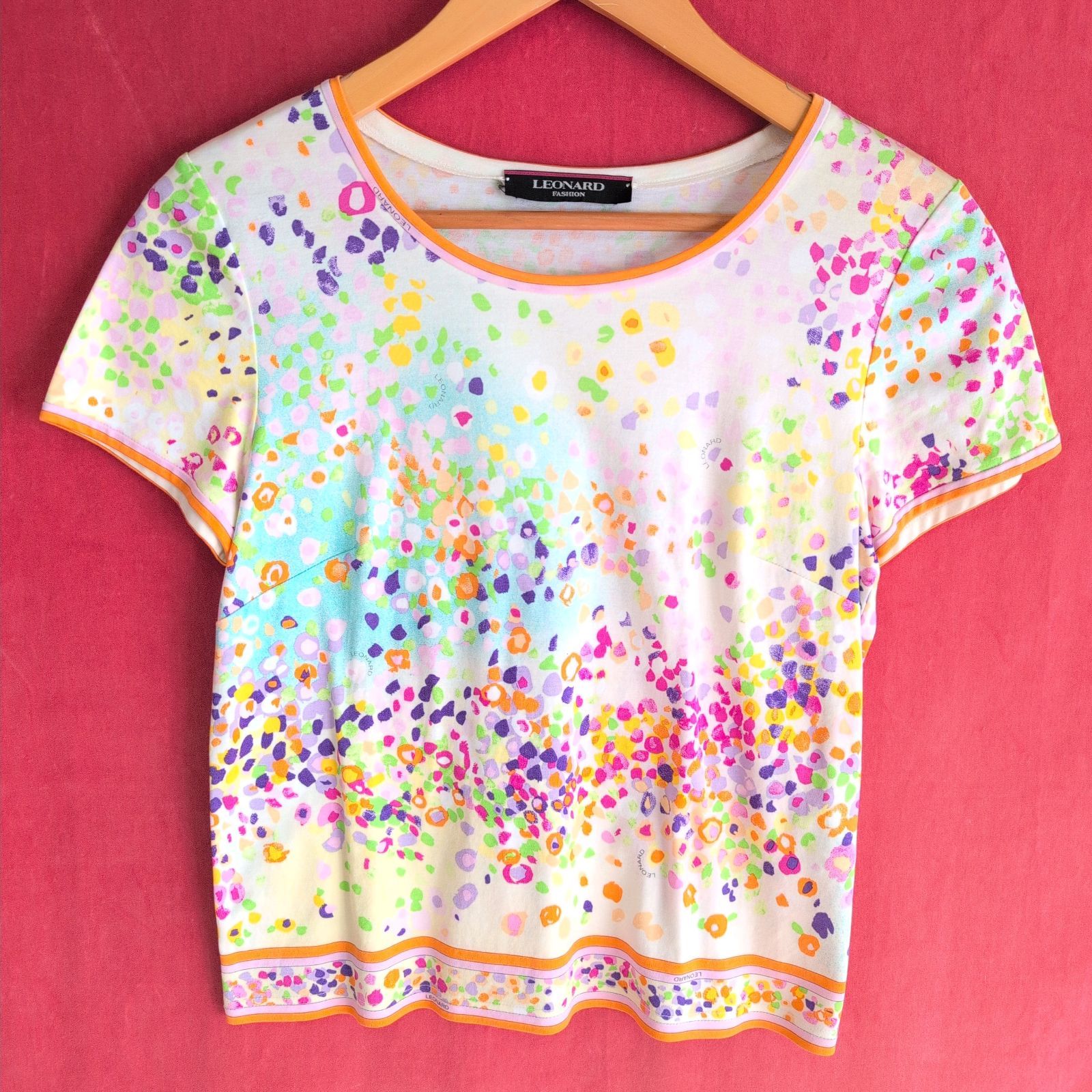 LEONARD レオナール トップス カットソー 半袖 フレンチスリーブ 花柄 エレガント レディース サイズM