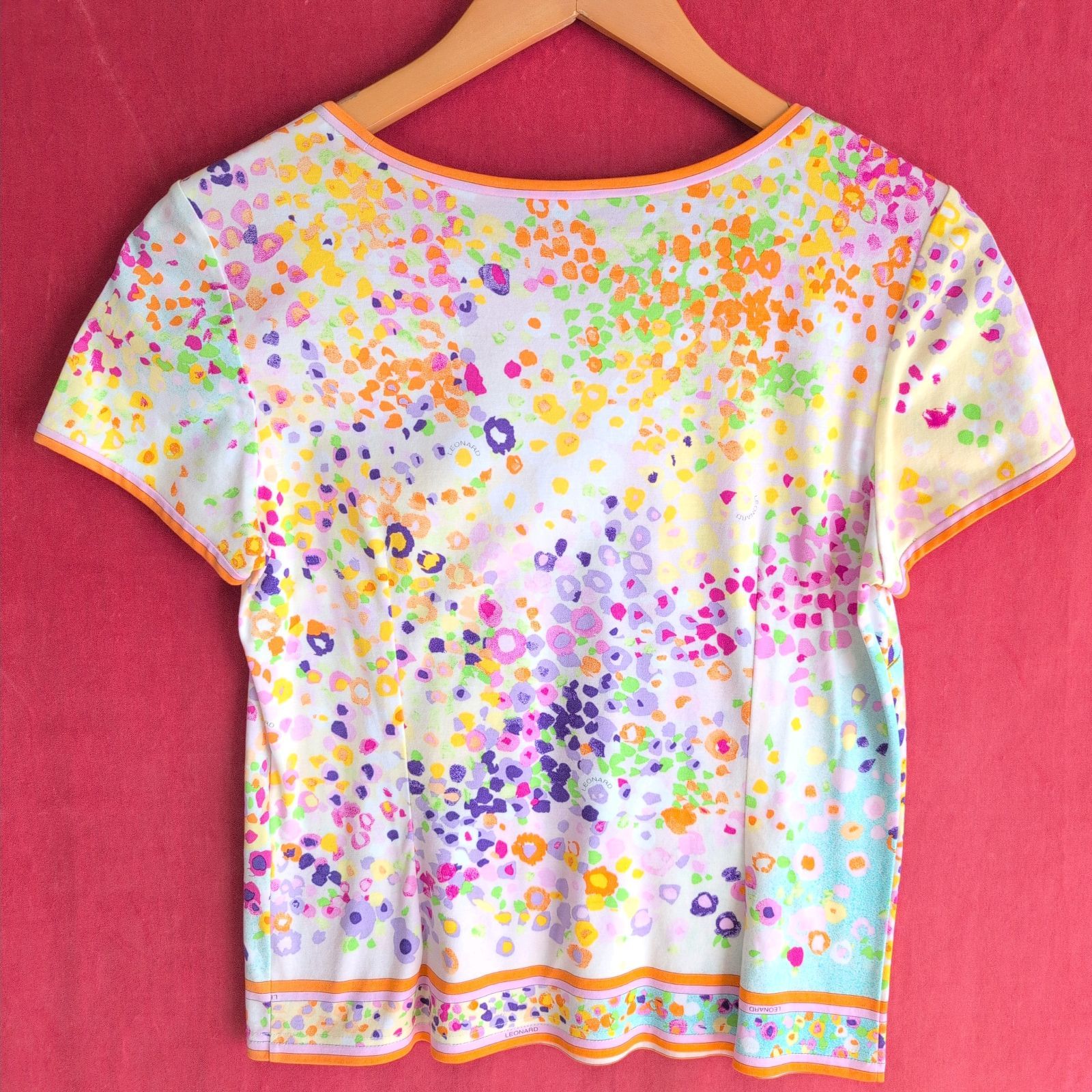 LEONARD レオナール トップス カットソー 半袖 フレンチスリーブ 花柄 エレガント レディース サイズM