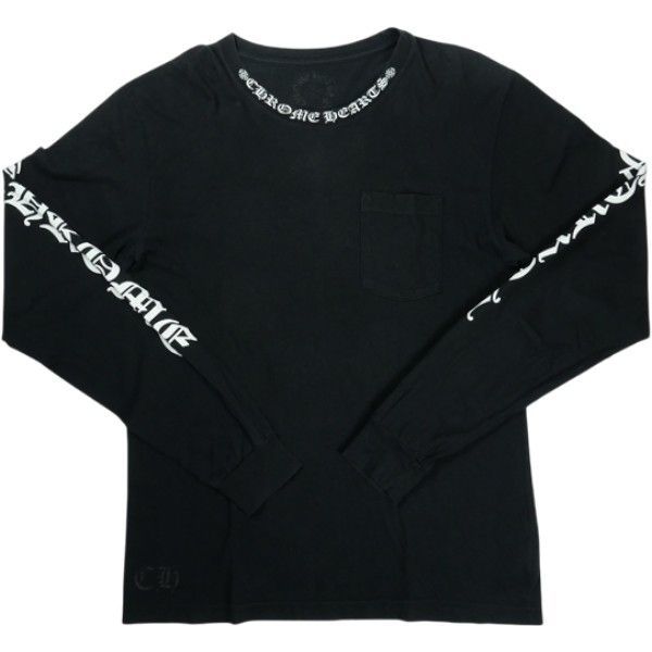 Size L CHROME HEARTS クロム ハーツ NECK LOGO LS T-SHIRT BLACK ロンT 黒 品-良い 20828820