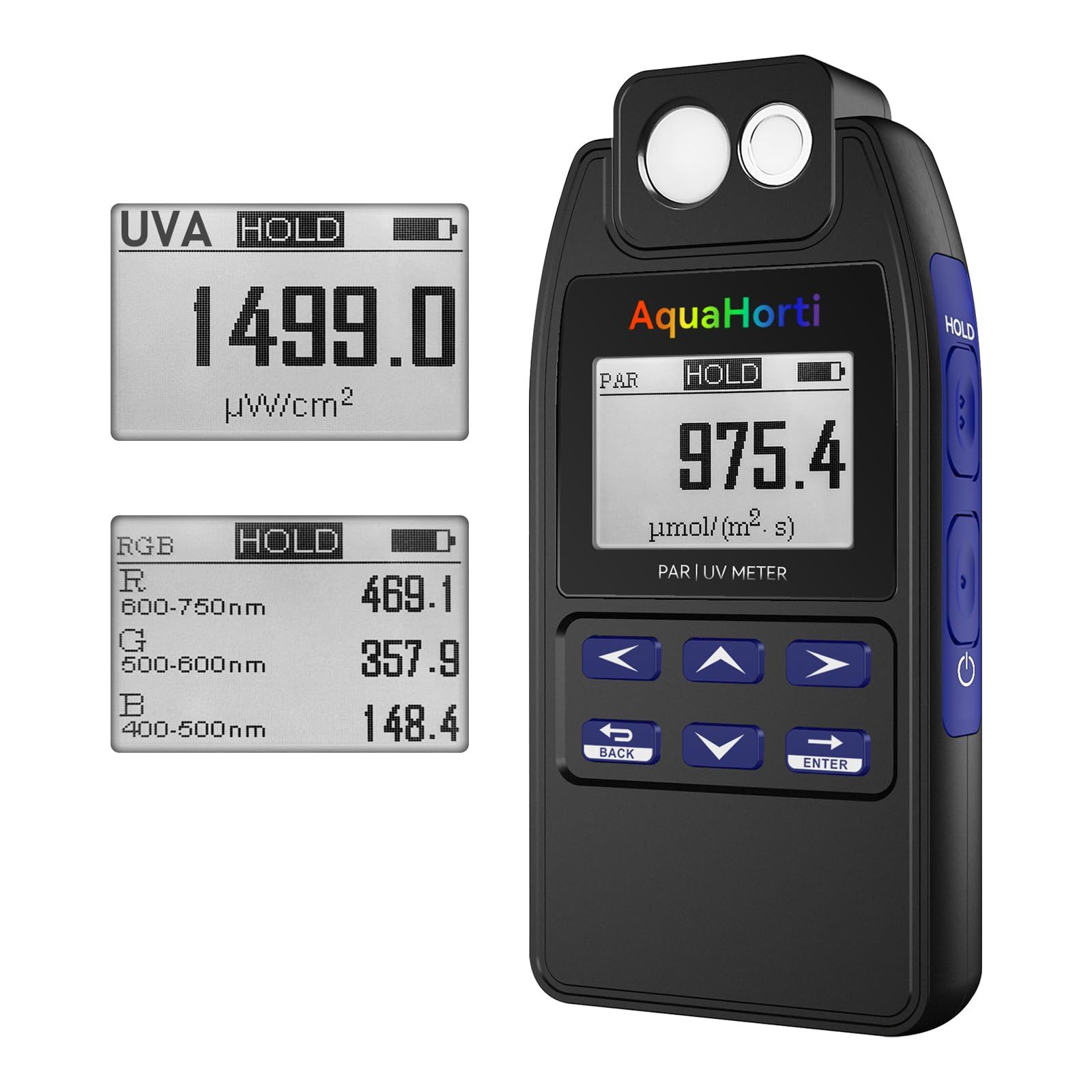 AH-Quantuv PARメーター PPFD 400-750nm およびUVA 320-400nm の放射照度強度をテストします グローライトでR G Bの別々のPARを表示します レコードPAR UVAの