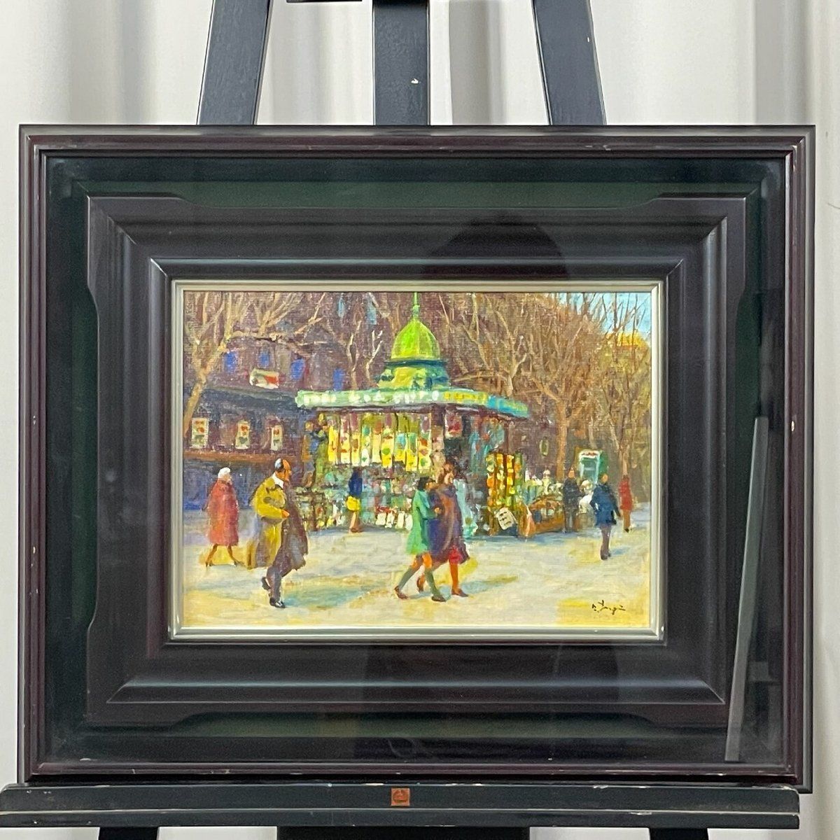 2991 杉英治 小春日和 バルセロナ 油彩画 F4号 額装 M6