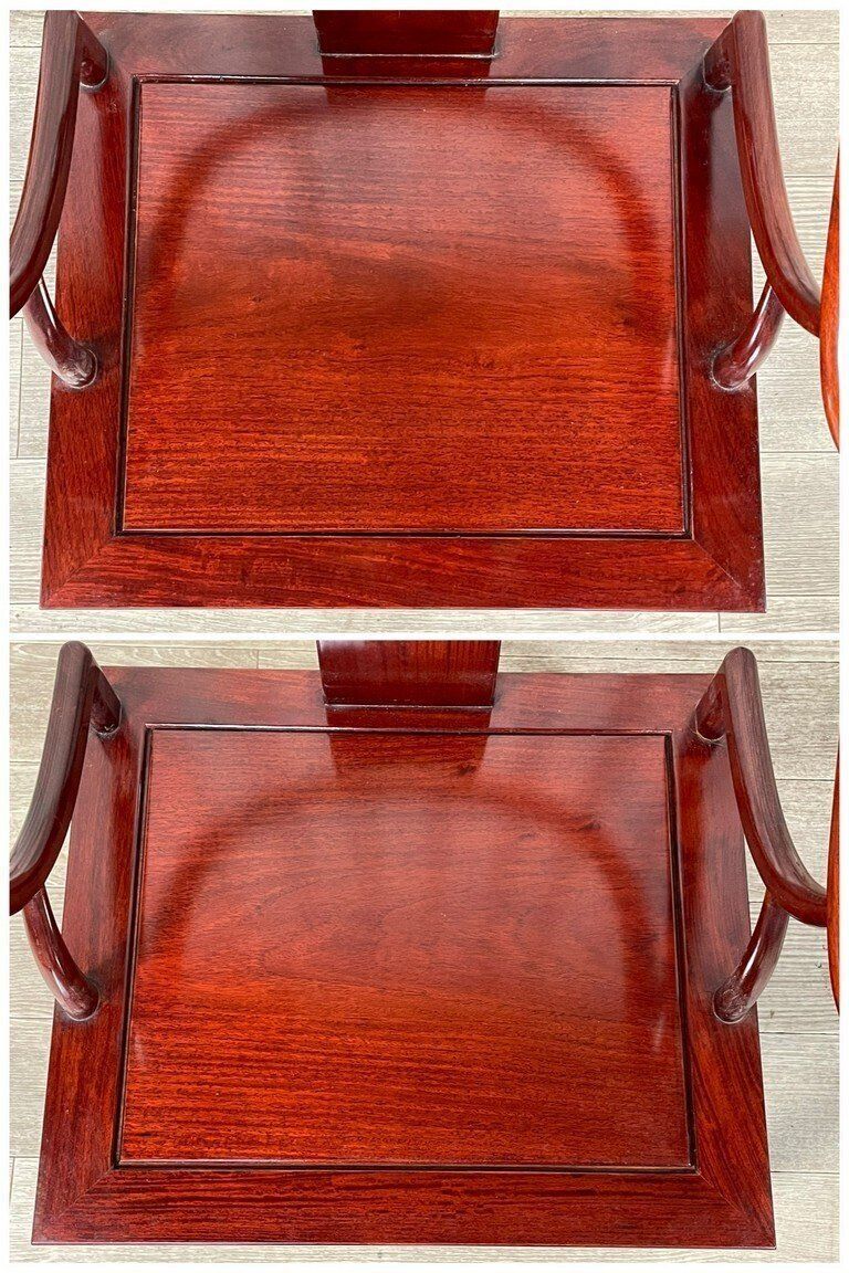 GT97 唐木家具 花梨材 総無垢 螺鈿細工 アーム チェア ダイニング 2脚