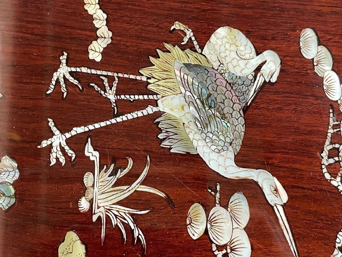 GT98 唐木家具 花梨材 総無垢 螺鈿細工 サイド テーブル ナイト ガラス 神奈川県秦野市 A1 MARWIL-DEMENAGEMENTS_CH