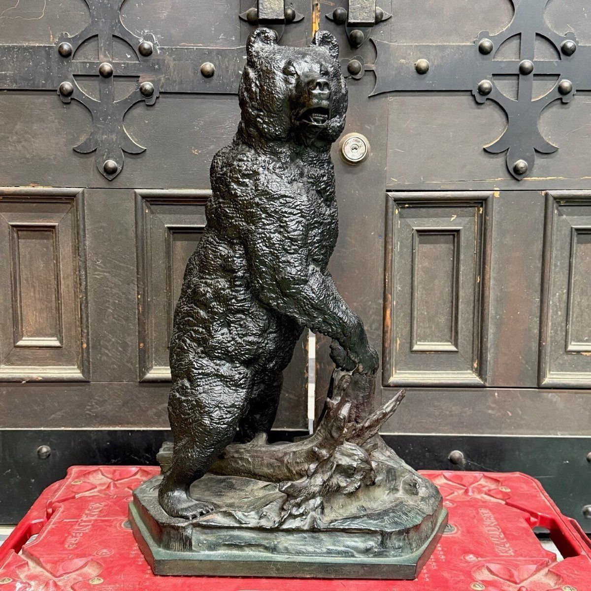 F2942 熊 彫像 鉄製 置物 オブジェ 金属工芸 クマ A1