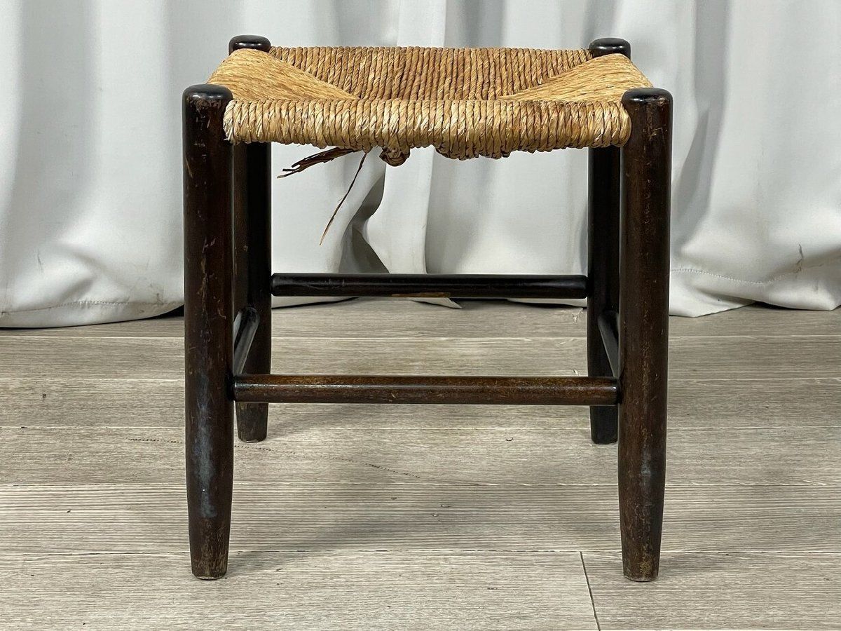 GU40 松本民芸 ミズメザクラ材 19型 ラッシ スツール 民芸家具 椅子 イス 腰掛け 和モダン ヴィンテージ 古民家 和家具 A0