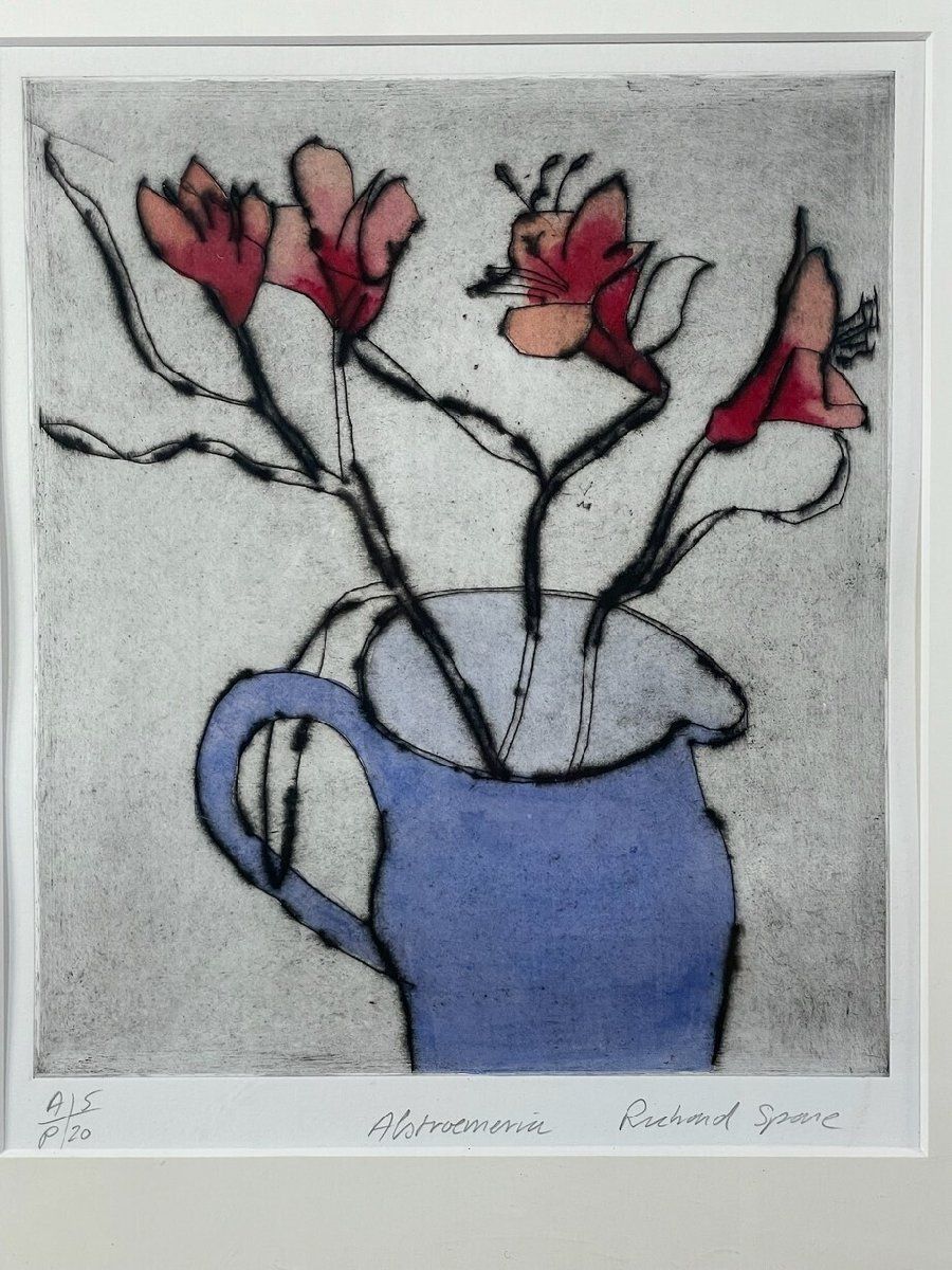 X456 リチャード スペア アルストロエメリア ドライポイント 直筆サイン Richard Spare Alstroemeria M6