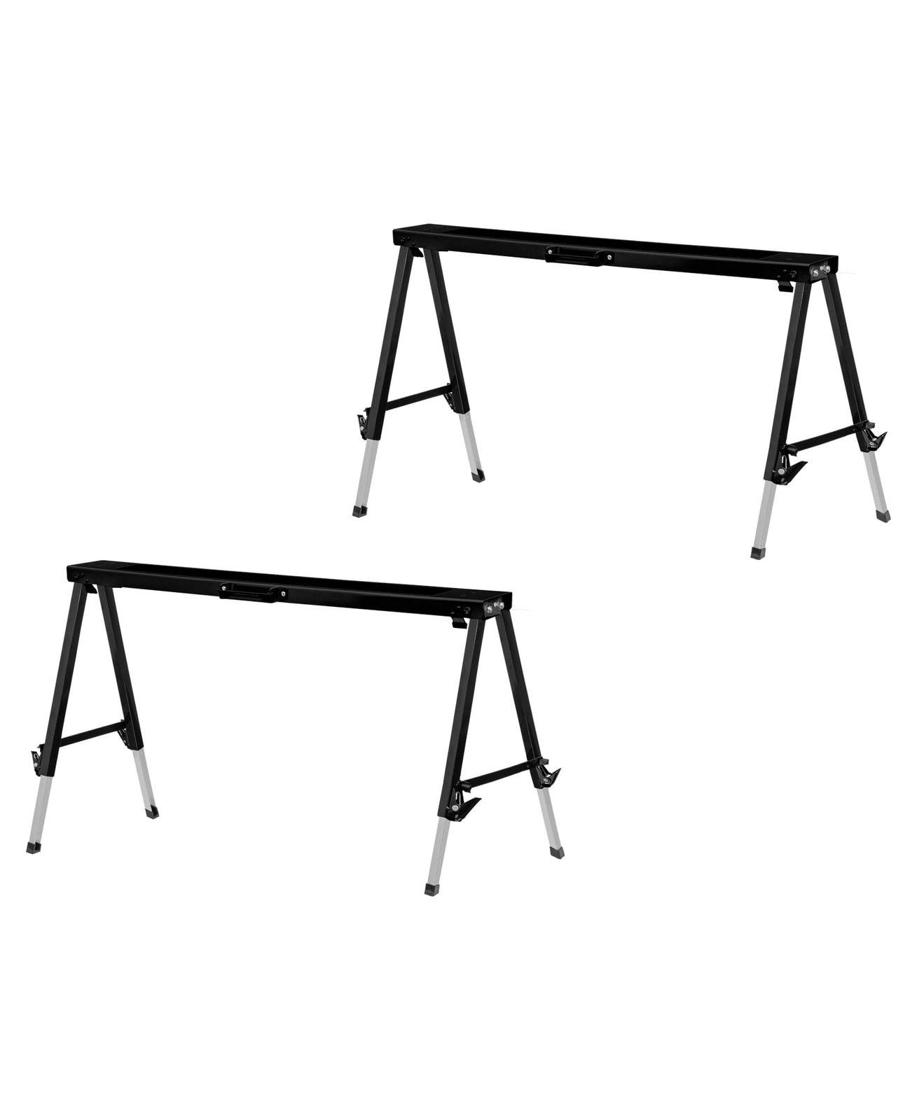 FIELDOOR ソーホース 作業台 2台セット 折りたたみ 作業馬 幅116cm 高さ調整 耐荷重150kg メタル スチール製 馬脚 DIY 日曜大工 木工 簡易 工作 机 デスク ワークテーブル テーブル脚 脚のみ ブラック