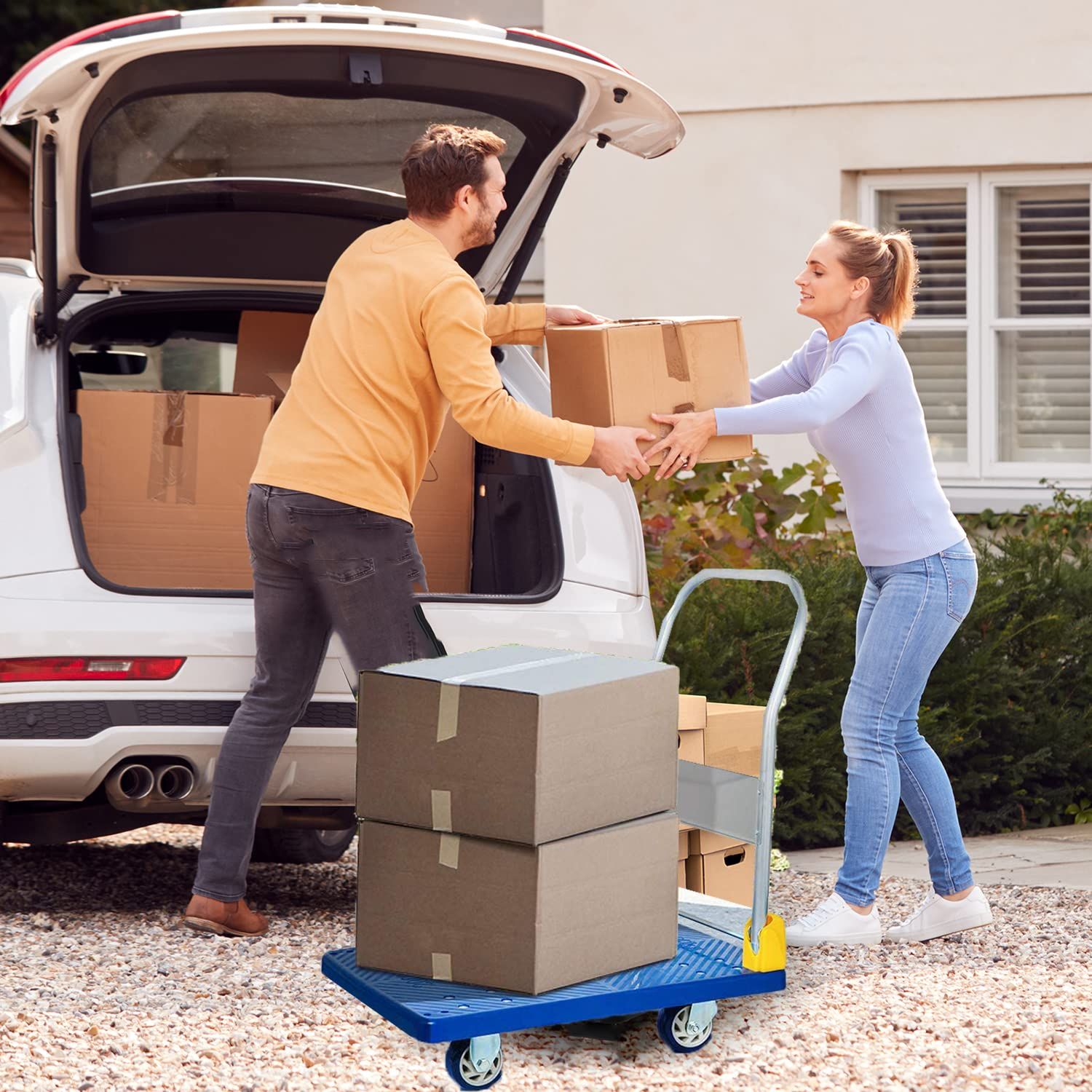 台車 折りたたみ 200KG 1年品質保障 静音 手押し台車 キャスター付き 業務用台車 大型 家庭用 室内 室外対応 農業 運搬 引っ越し 買い物 防災用 日本語説明書付き 静音型ー72 48cm