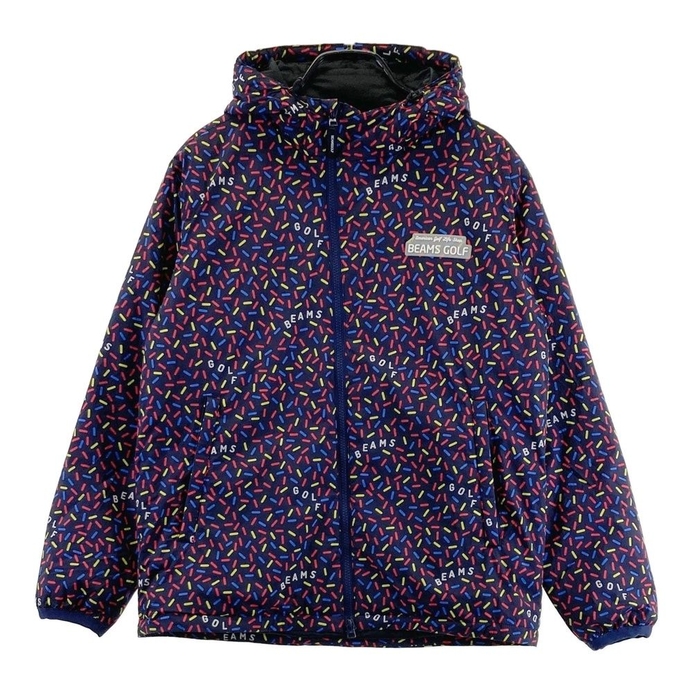 サイズ M BEAMS GOLF ビームスゴルフ フード付 中綿 ジップジャケット 総柄 ネイビー系 240101403008 ゴルフウェア メンズ ストスト