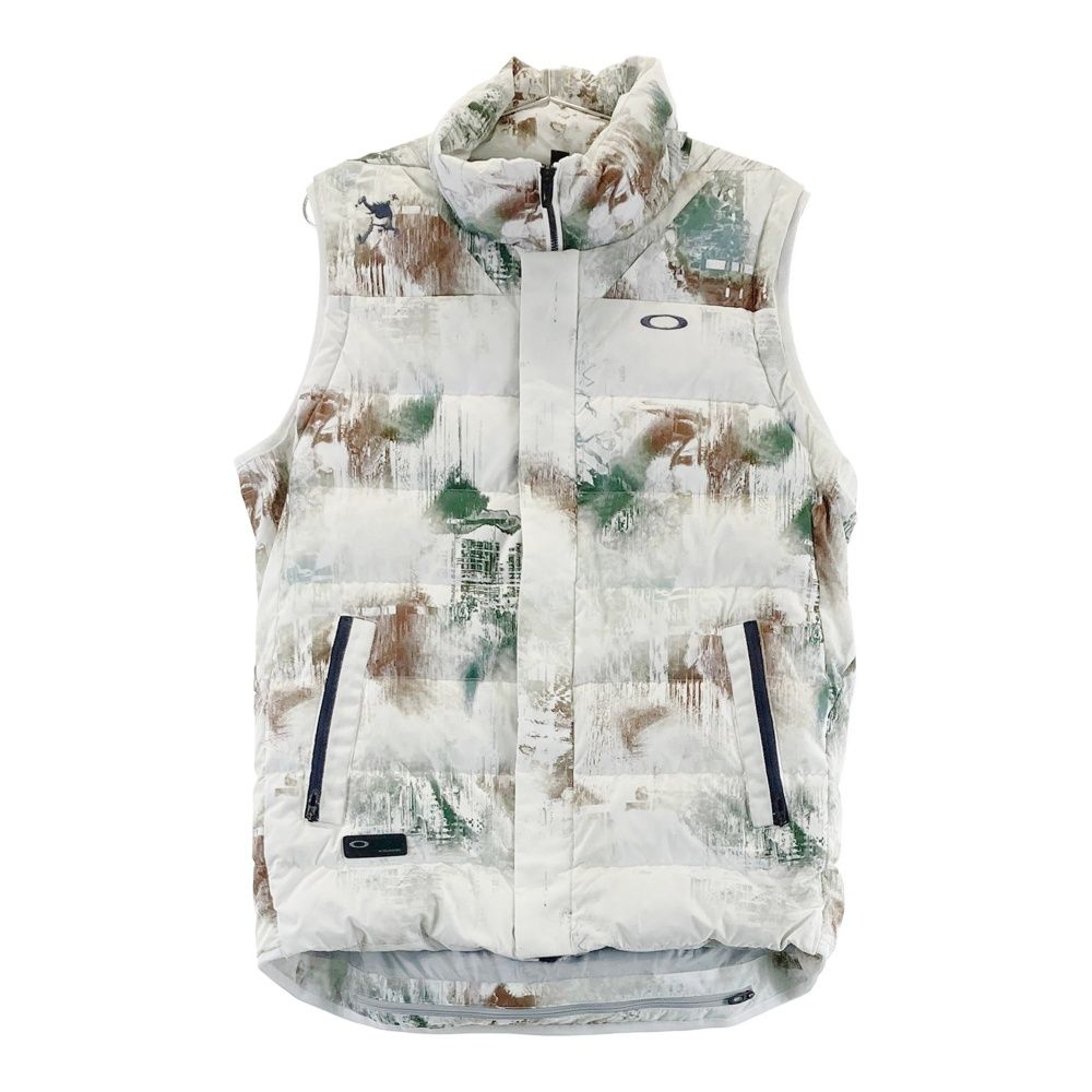 サイズ L OAKLEY オークリー インナー付 ダウンベスト スカル 総柄 ホワイト系 240101409585 ゴルフウェア メンズ ストスト