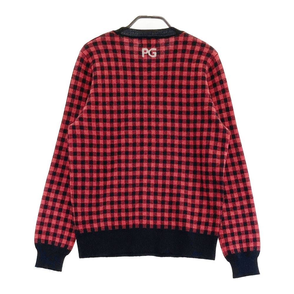 サイズ 1 PEARLY GATES パーリーゲイツ 長袖ニットセーター カシミヤ チェック柄 レッド系 240101547762 ゴルフウェア レディース ストスト