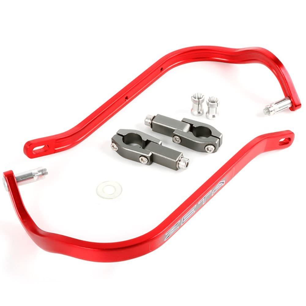 径 22.2mm バー用 RACING 対応ハンドルバー内径 Φ13.5 19mm アーマーハンドガード ベンド レッド 高剛性アルミ合金 プロテクション ジータレーシング ZETA オフロード ドアノブ握り ダートフリーク Dirtfreak
