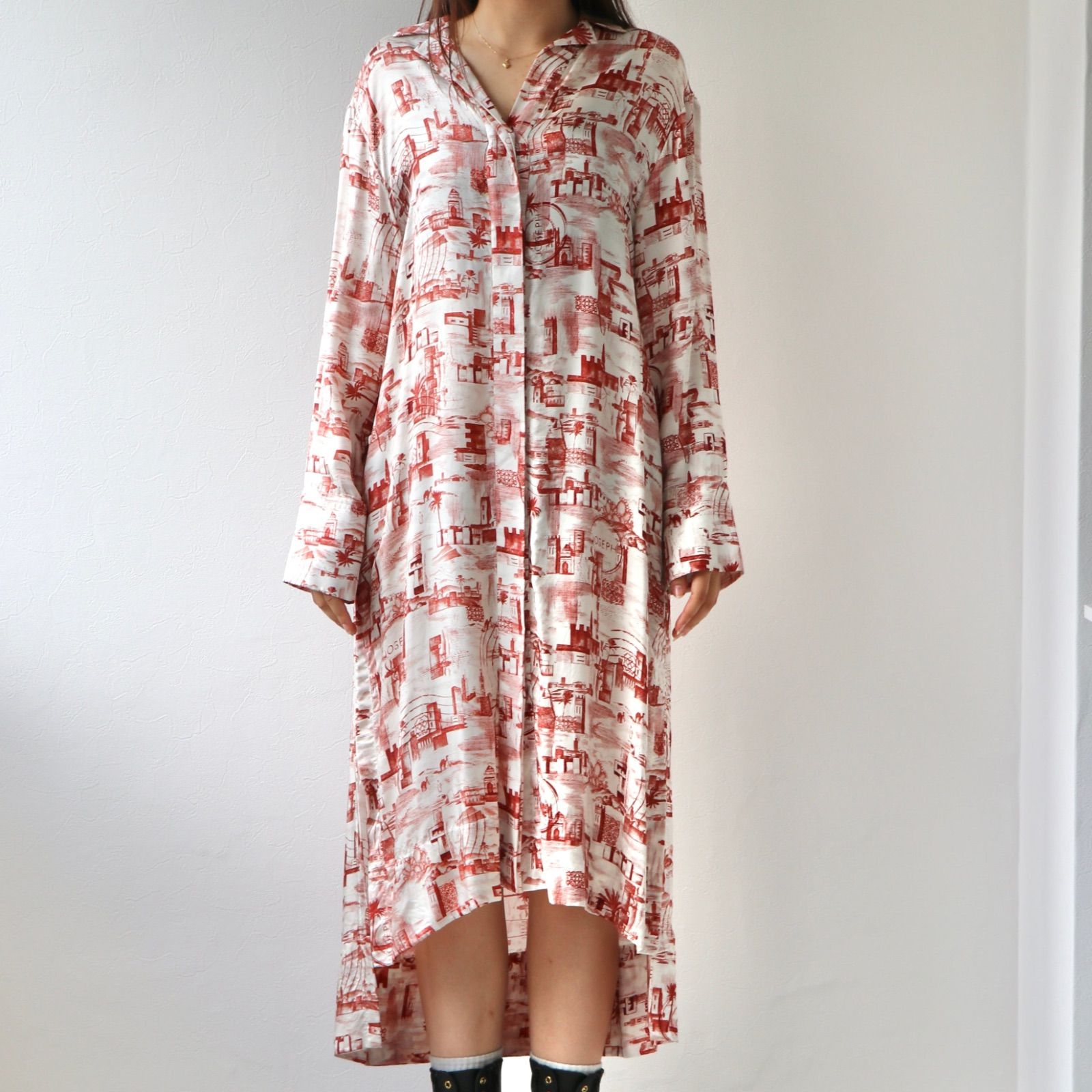 JOSEPH ワンピース レーヨン ホワイト レッド ジョセフ