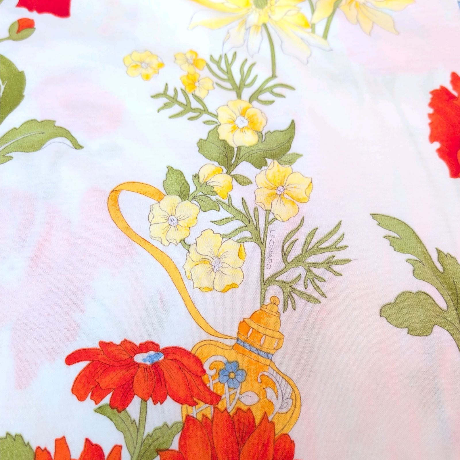  LEONARD レオナール トップス カットソー 半袖 花柄 エレガント レディース サイズL 半袖(Tシャツ) Tシャツ カットソー