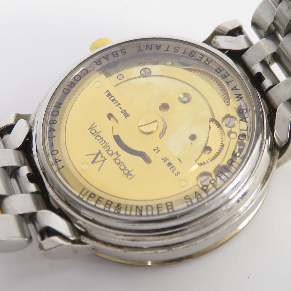  Valentino Moradei バレンチノモラディ 21jewels スケルトン 841 041 自動巻き 腕時計 リブ編み 自動巻き時計 腕時計(アナログ)