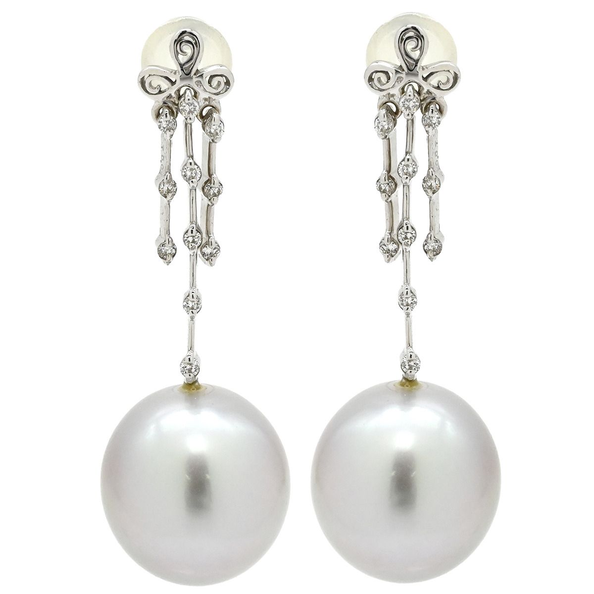 ピアス パールピアス K18WG パール ダイヤモンド ホワイトゴールド 1粒 1P シルバーグレー ダイヤ WG 18金 750 真珠