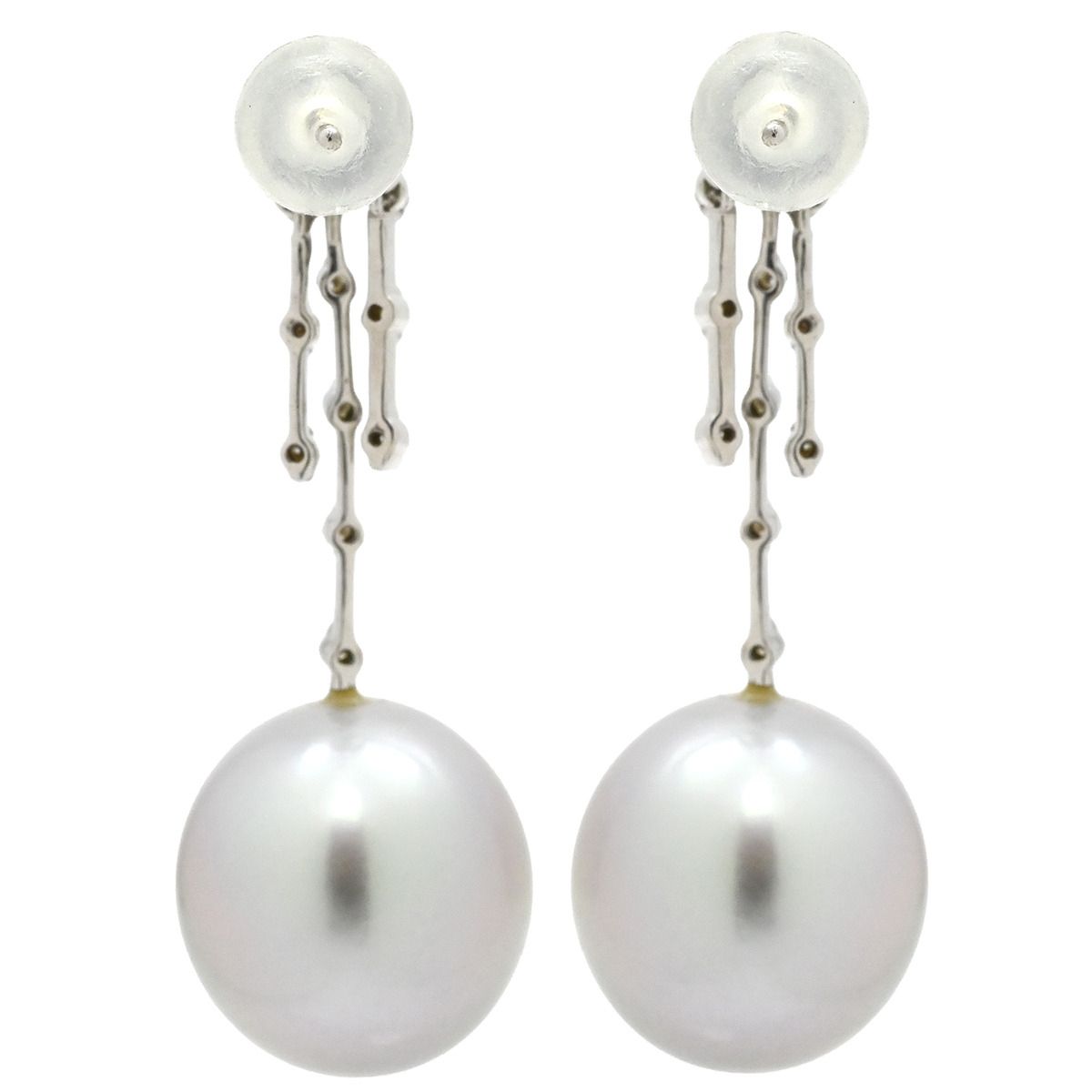 ピアス パールピアス K18WG パール ダイヤモンド ホワイトゴールド 1粒 1P シルバーグレー ダイヤ WG 18金 750 真珠