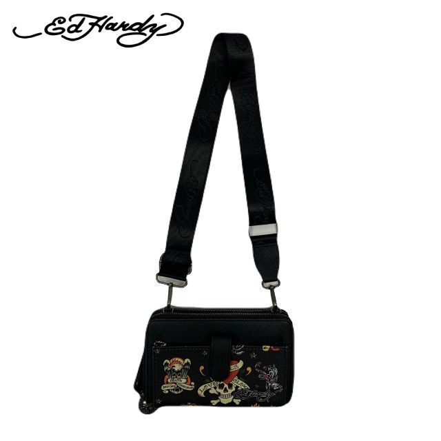 Ed hardy WALLET BAG エド ハーディ ウォレットバッグ 長財布 財布バッグ クロスボディ プリントデザイン Don Ed Hardy Christian Audigier TATOO タトゥ お買い物 普段使い 1701