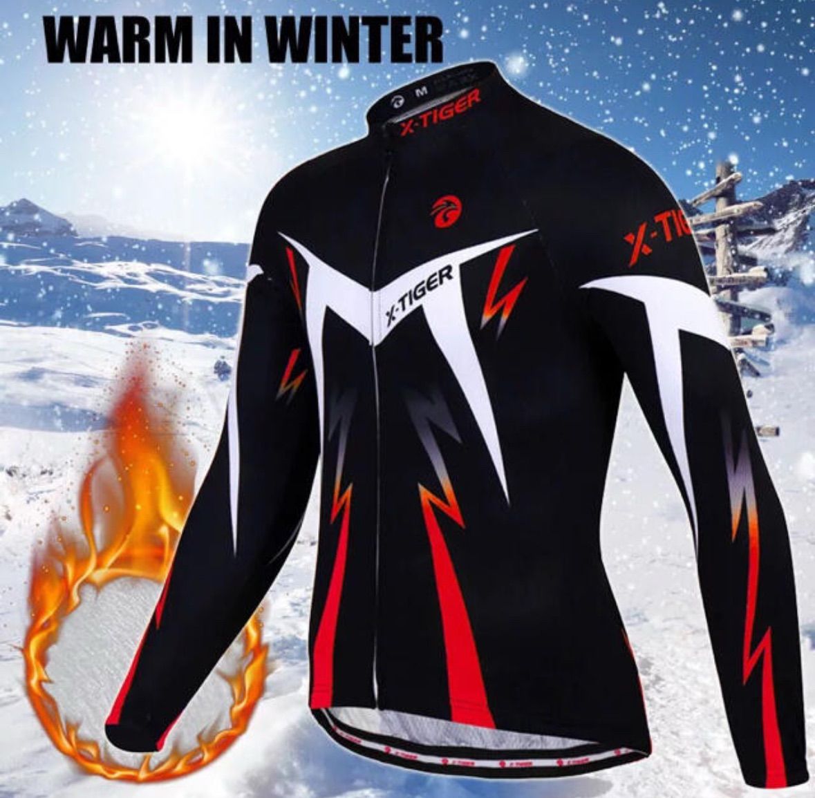 X-TIGER サイクリングジャージ パッド入りパンツ バイク服セット 冬