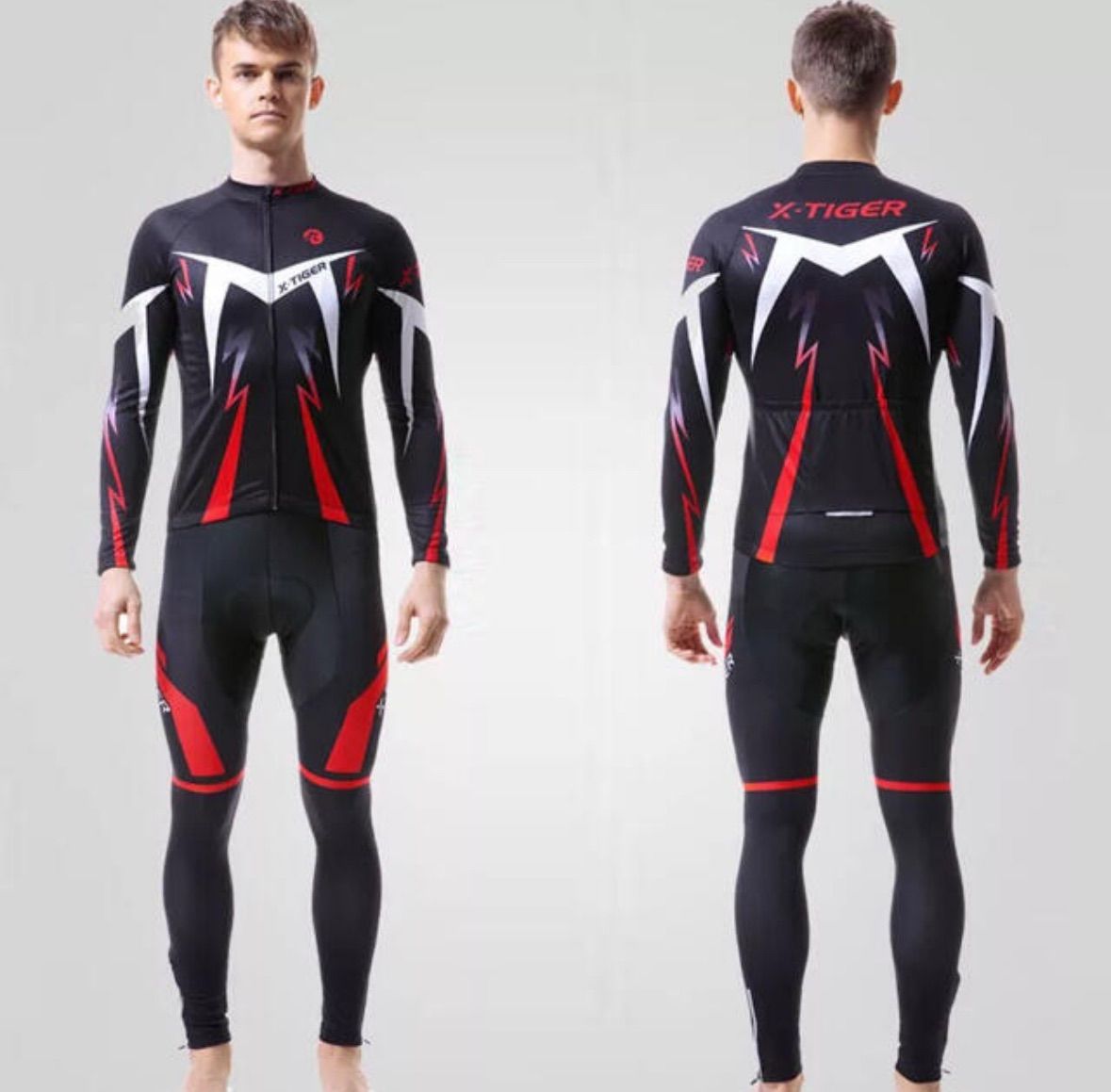 X-TIGER サイクリングジャージ パッド入りパンツ バイク服セット 冬